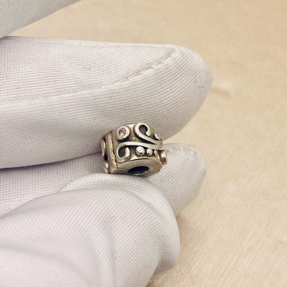 EUC Pandora 790380PCZ Sterling Silver Tendril Clip w/ Pink Zirconia - Picture 5 of 13